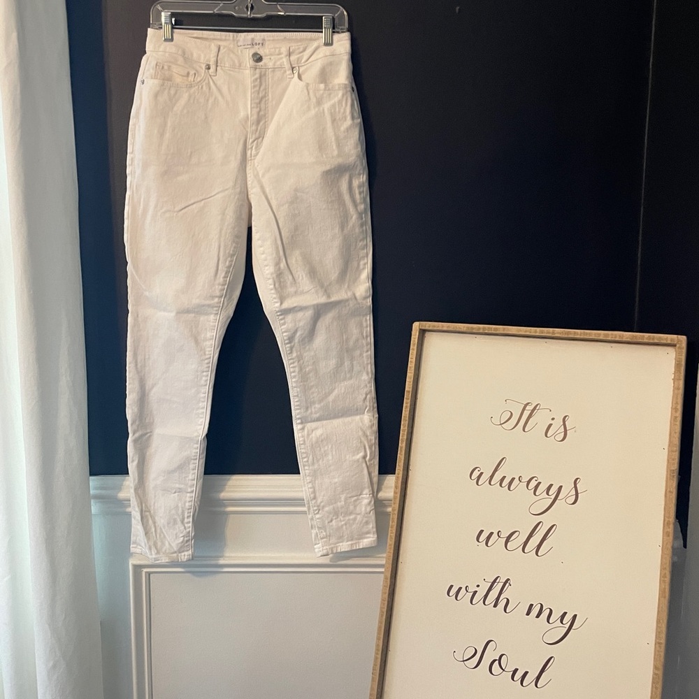 Curvy high waist skinny ankle jeans.